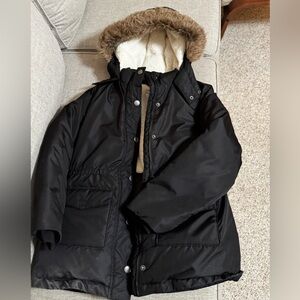 Old Navy Girls Black Puffer Jacket with Fur Hood